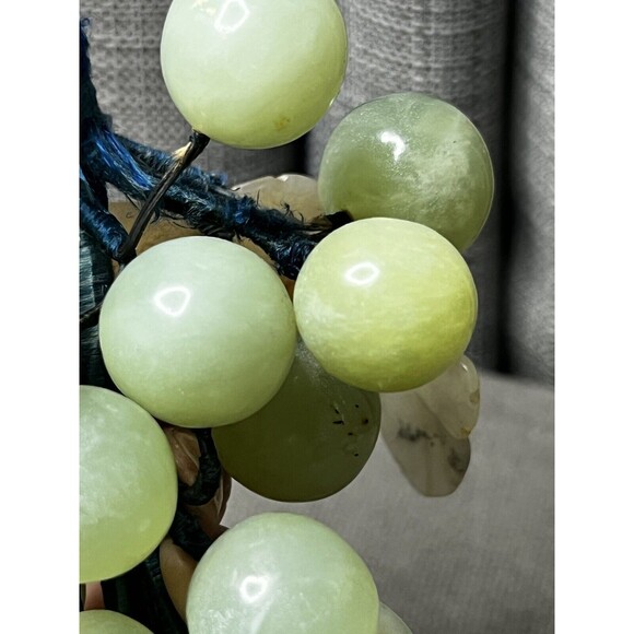 Vtg Italian Alabaster Large Marble Stone Light Green Grapes Cluster Stem Leaves - Picture 12 of 16